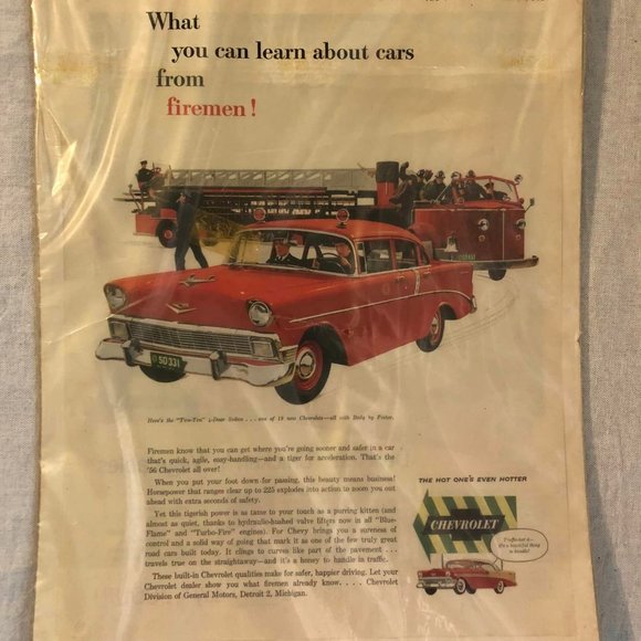 Lot of 2 1/26/1942 Life Firetruck/Car Ad & 3/24/1956 Firetruck/Airplane Saturday - Picture 2 of 7